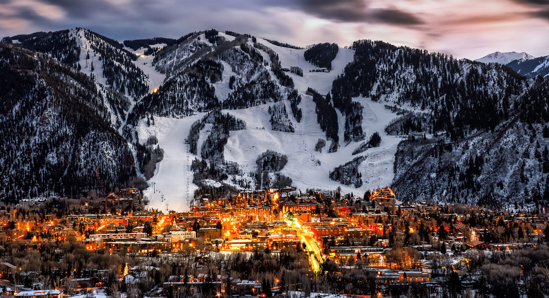 Display Image for Aspen at night with ski runs